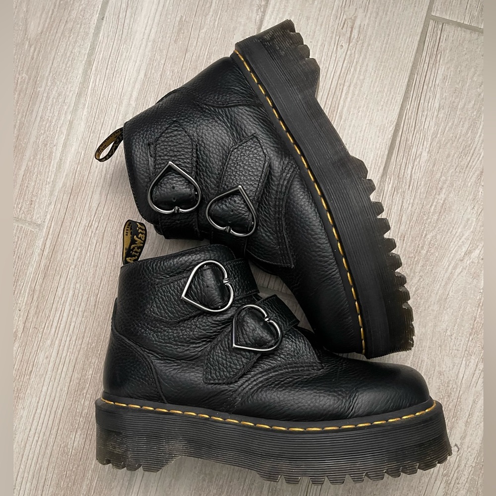 Doc Martens platform heart buckle boots